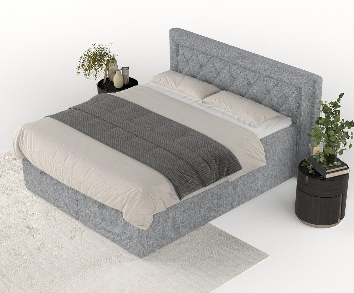 BOXBETT Jayleen Grau 140/200 cm - Schwarz/Grau, Holz/Holzwerkstoff (140/200cm) - Maison de Reve