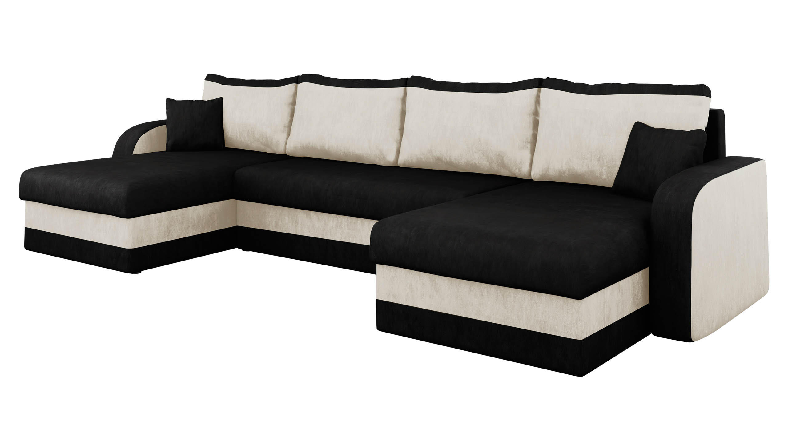 ECKSOFA Kris U - Schwarz/Weiß, Holz/Kunststoff (304/80/140cm) - MIRJAN24