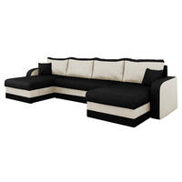 ECKSOFA Kris U - Schwarz/Weiß, Holz/Kunststoff (304/80/140cm) - MIRJAN24