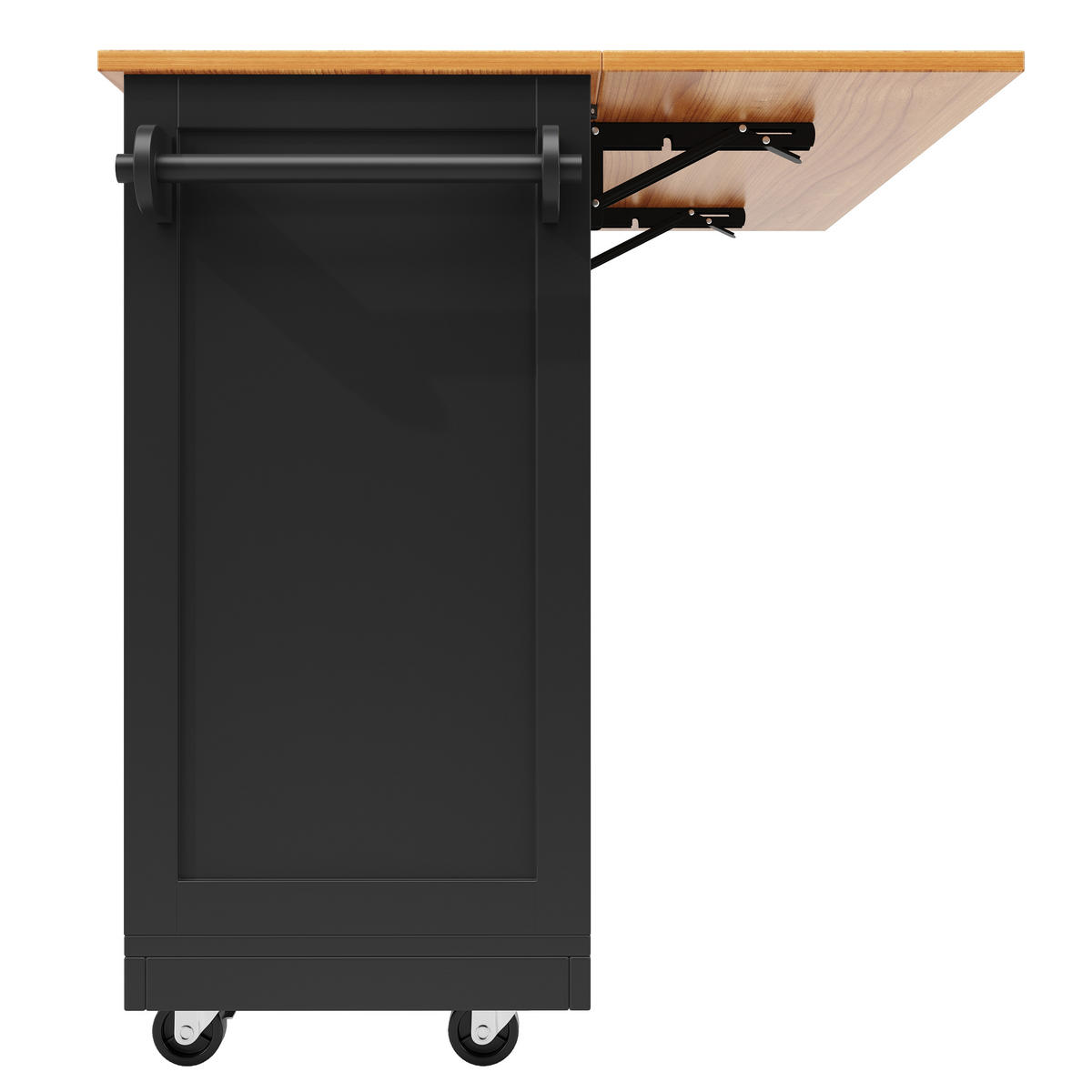 KÜCHENINSEL 140/70/93,5 cm Schwarz mit Klappplatte, 2 Schubladen und Trennwänden - Schwarz, Holz/Holzwerkstoff (140/93.5/40cm) - Oxeza
