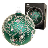 CHRISTBAUMKUGEL Gloria Strassdesign Grün 10cm (Glas / 1 Stk.) - Grün, Glas (10/10/10cm) - Krebs Glas Lauscha