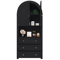 HOCHSCHRANK BOGEN Schubladen Türen Schwarz Regal - Schwarz, Holzwerkstoff (70/180/35cm) - FLIEKS