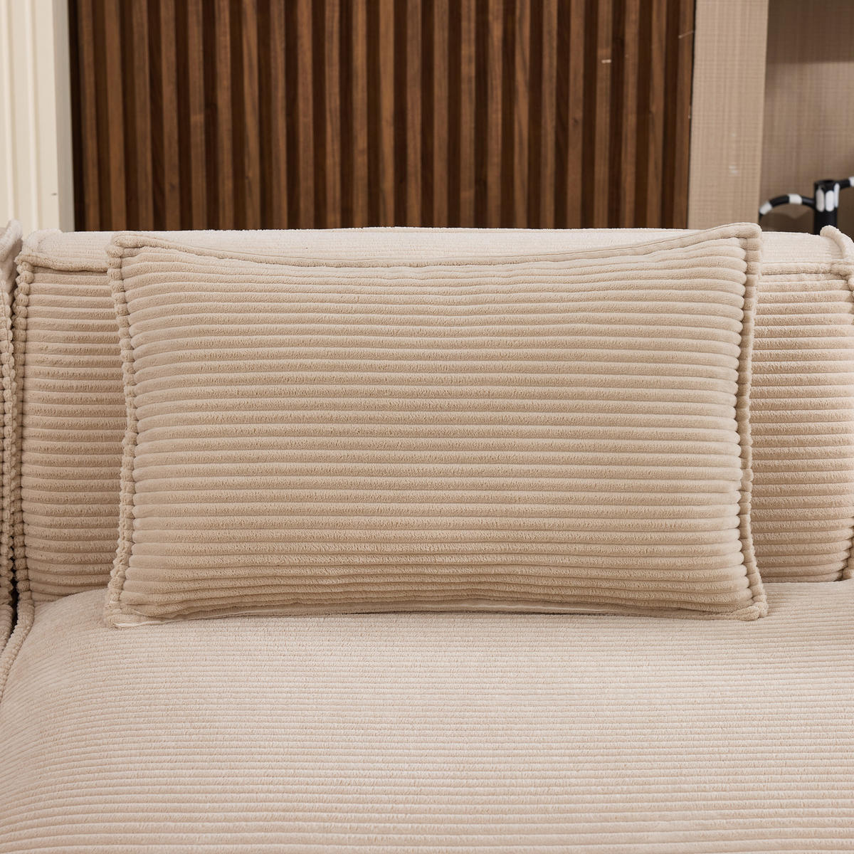 ECKSOFA Polyester Khaki mit Kissen - Hellbraun, Textil (235/129cm) - WISHDOR
