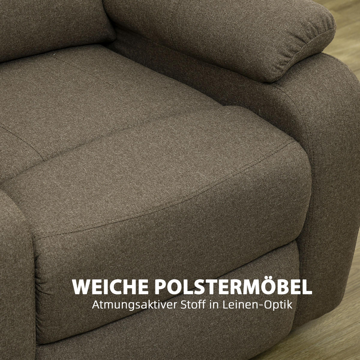 FERNSEHSESSEL Dunkelgrau/Braun, Polyester, Stahl - Braun, Textil/Metall (96/98/90cm) - HOMCOM