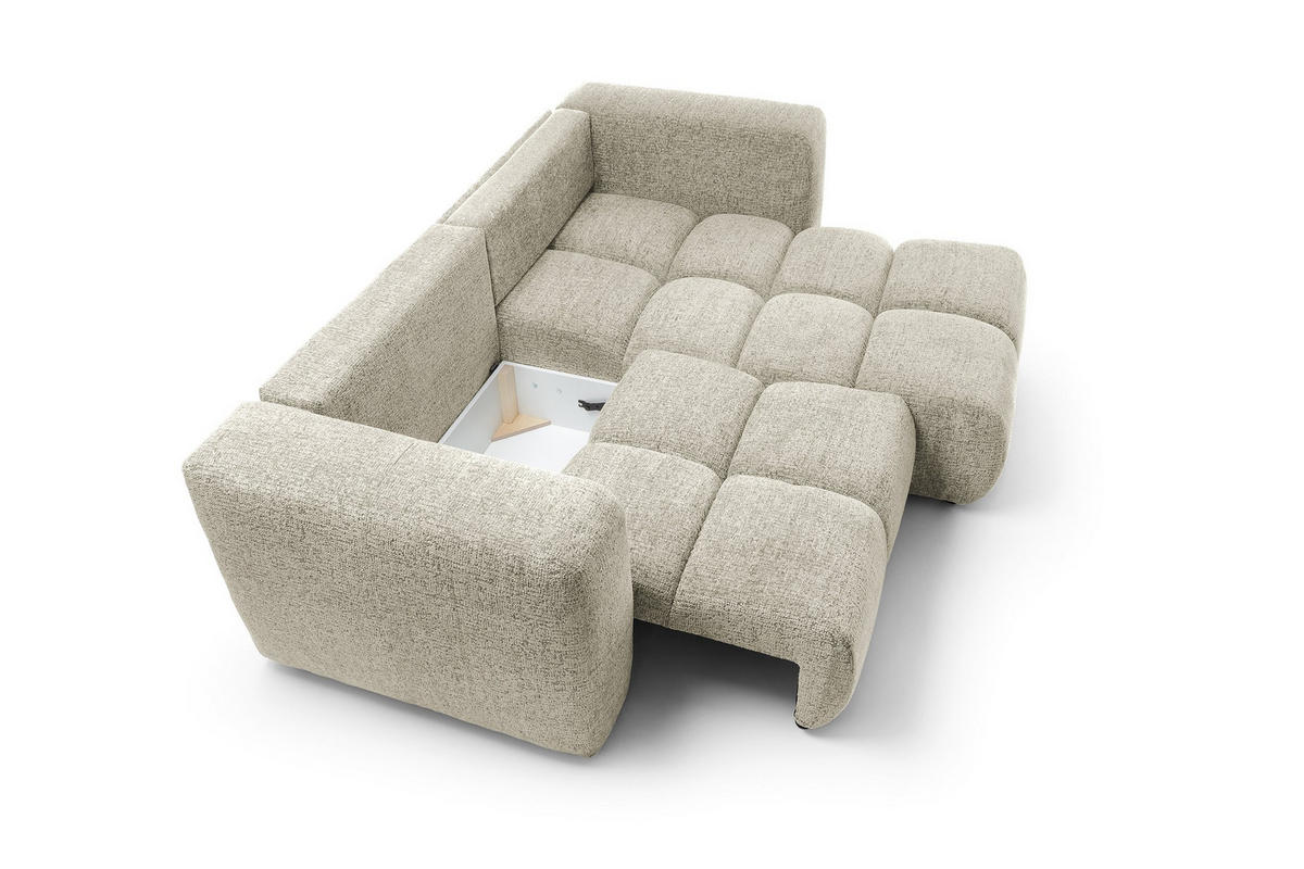 ECKSOFA ARTE 01 Creme Chenille mit Schlaffunktion - Creme, Holz (245/177cm) - MASSENO