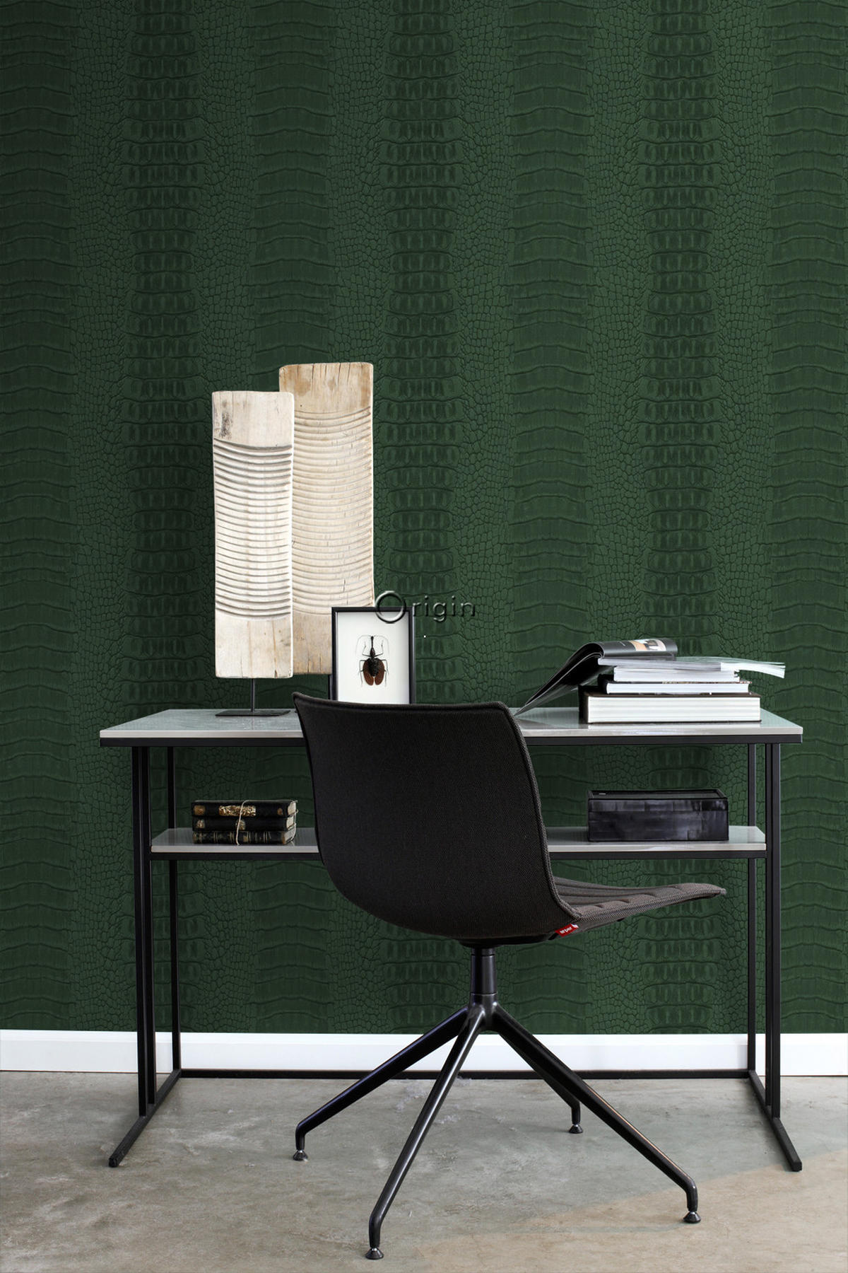 TAPETE Krokodil-Optik 53 cm x 10.05 m - Grün, Papier (53/1000cm) - Origin Wallcoverings