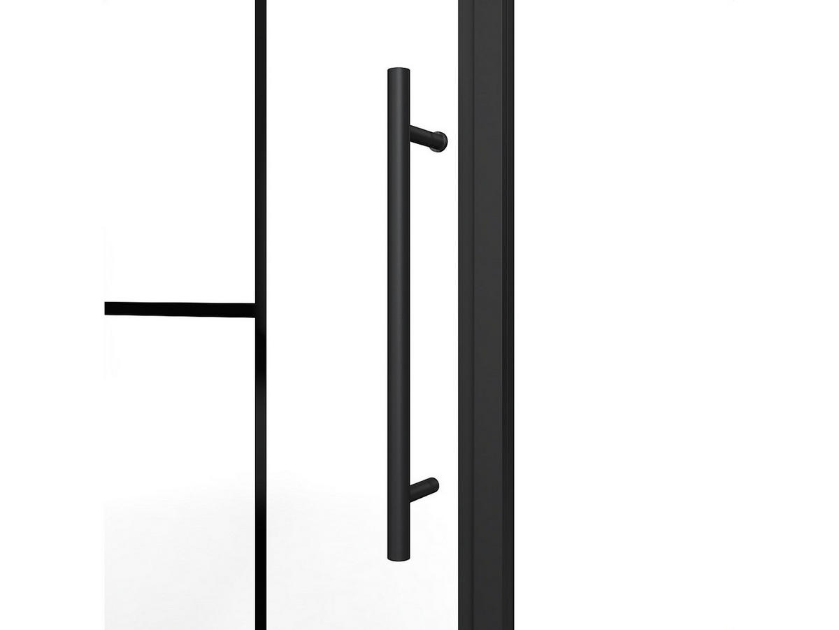 DUSCHTÜR Pendel - Metall matt Schwarz - Industrie-Style - Glas antikalk - 80 x 195 cm - FIORENI - Schwarz, Metall (80/195cm) - Vente-Unique