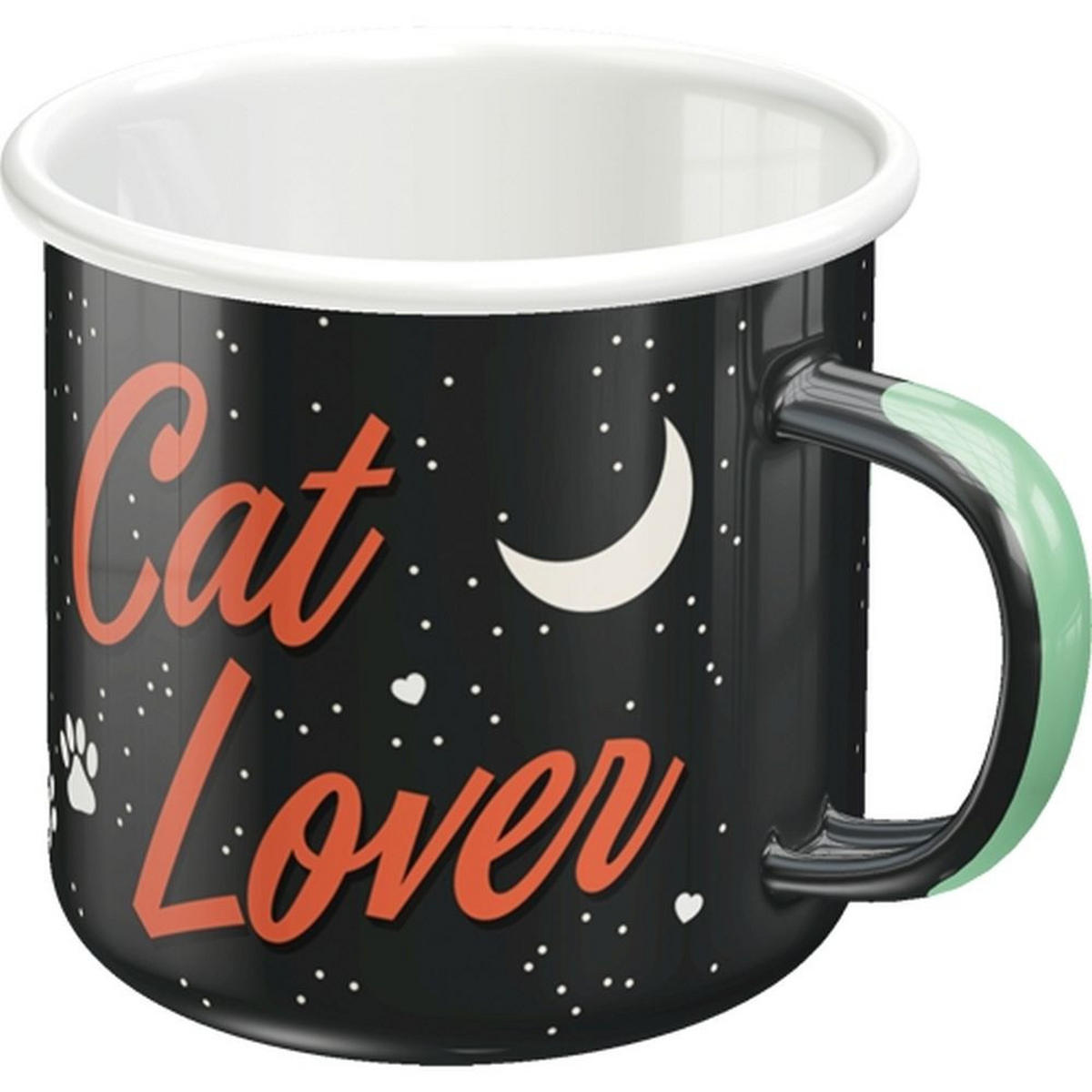 EMAILLE-BECHER 360 ml Animal Club Cat Lover Black - Rot/Schwarz, Metall (0.36L) - Nostalgic-Art