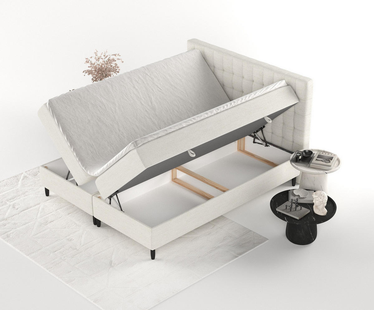 BOXBETT Divine Creme 180/200 cm - Creme/Schwarz, Holz/Holzwerkstoff (180/200cm) - Maison de Reve