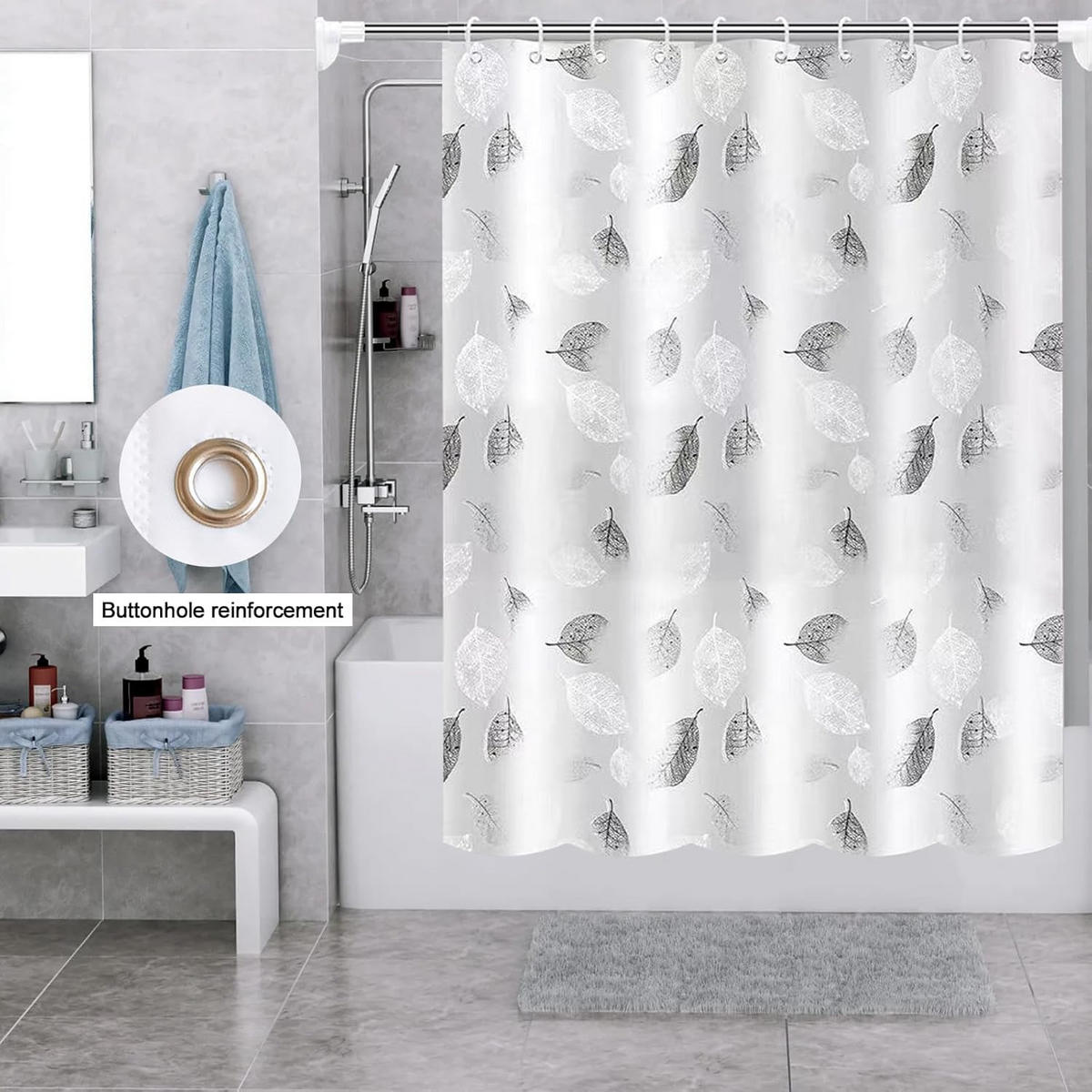 DUSCHVORHANG 120/180 cm Wasserabweisend Schimmelresistent - Weiß, Kunststoff (120/180cm) - MCBOSON