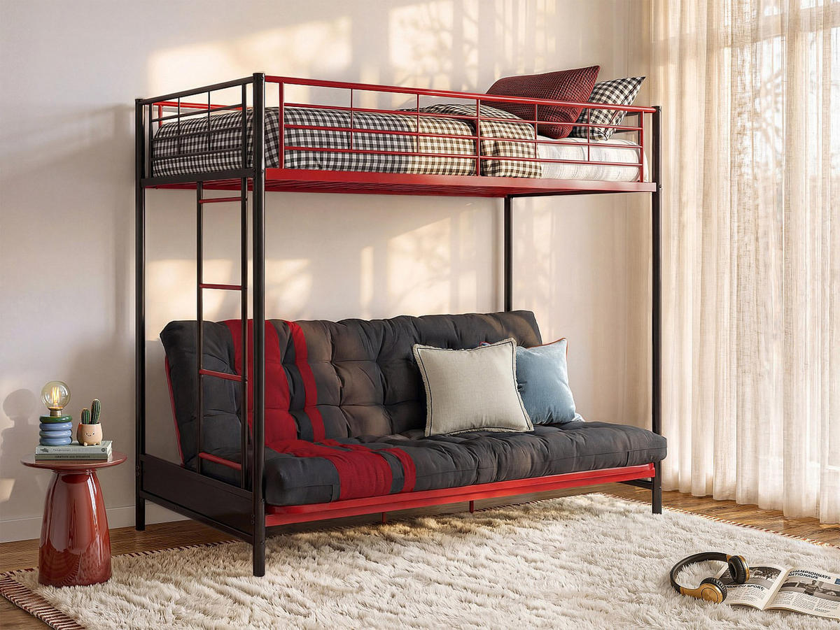 HOCHBETT - 1 Person - metall - schwarz, rot Modulo - Rot/Schwarz, Metall - Vente-Unique