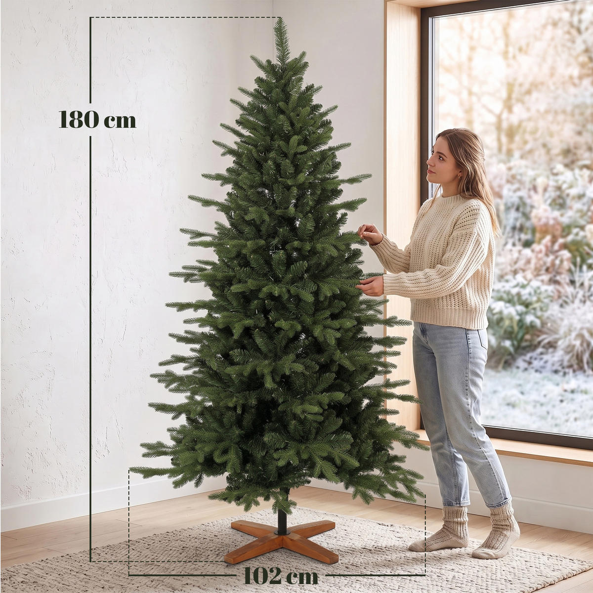 KÜNSTLICHER-WEIHNACHTSBAUM PE PVC Grün - Grün, Kunststoff (180cm) - HOMCOM
