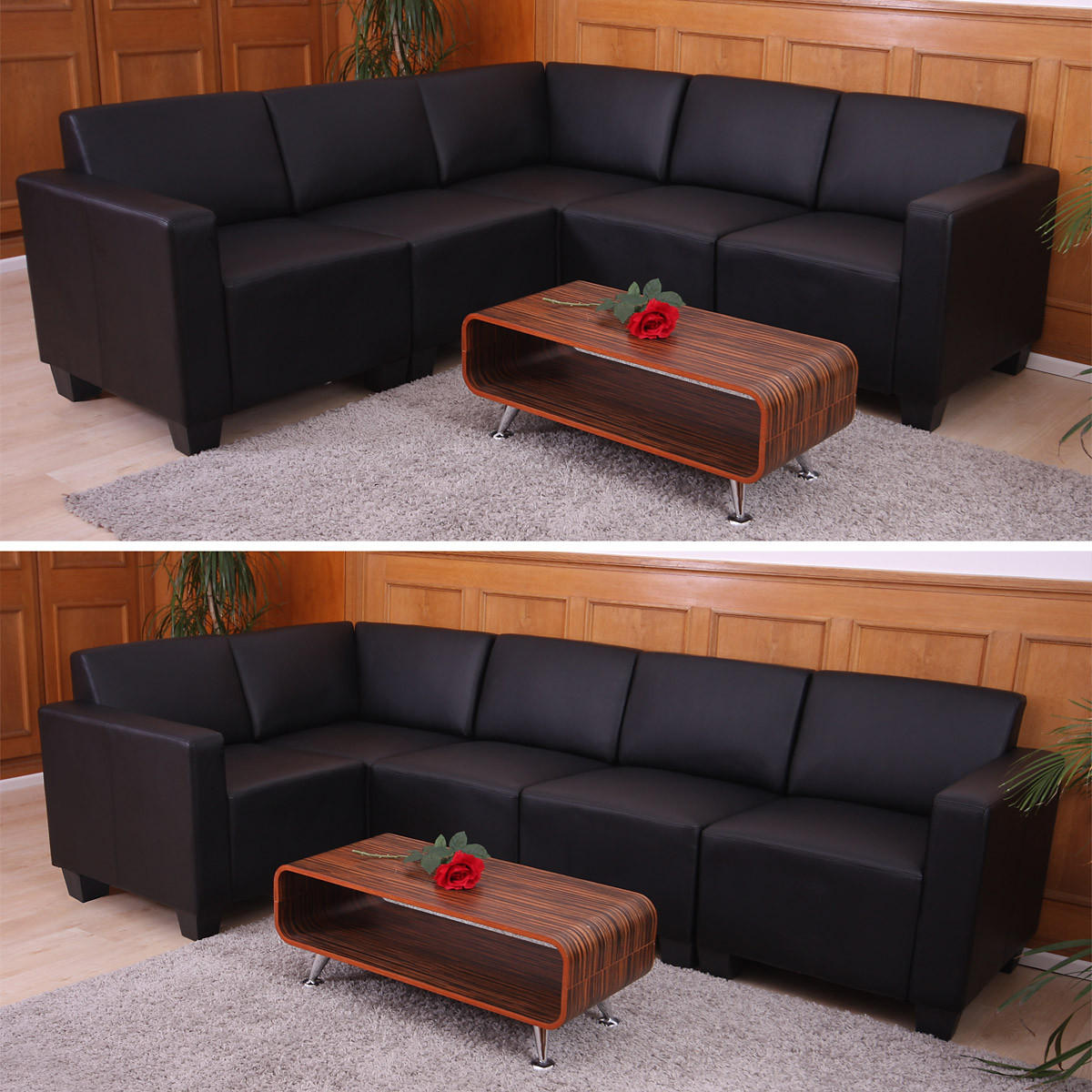 COUCH-GARNITUR 5 Schwarz - Schwarz, Textil (195/195cm) - MCW