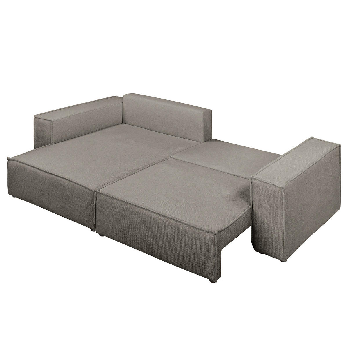 ECKSOFA mit Schlaffunktion - 255 cm - Schwarz/Grau, Kunststoff/Textil (255/148cm) - home24