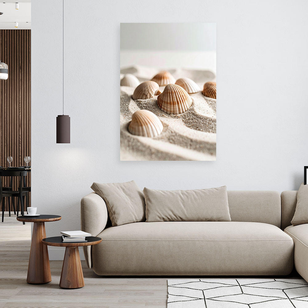 LEINWANDBILD Muscheln Strand Natur Boho 80x120cm - Beige, Textil (80/120cm) - Feeby