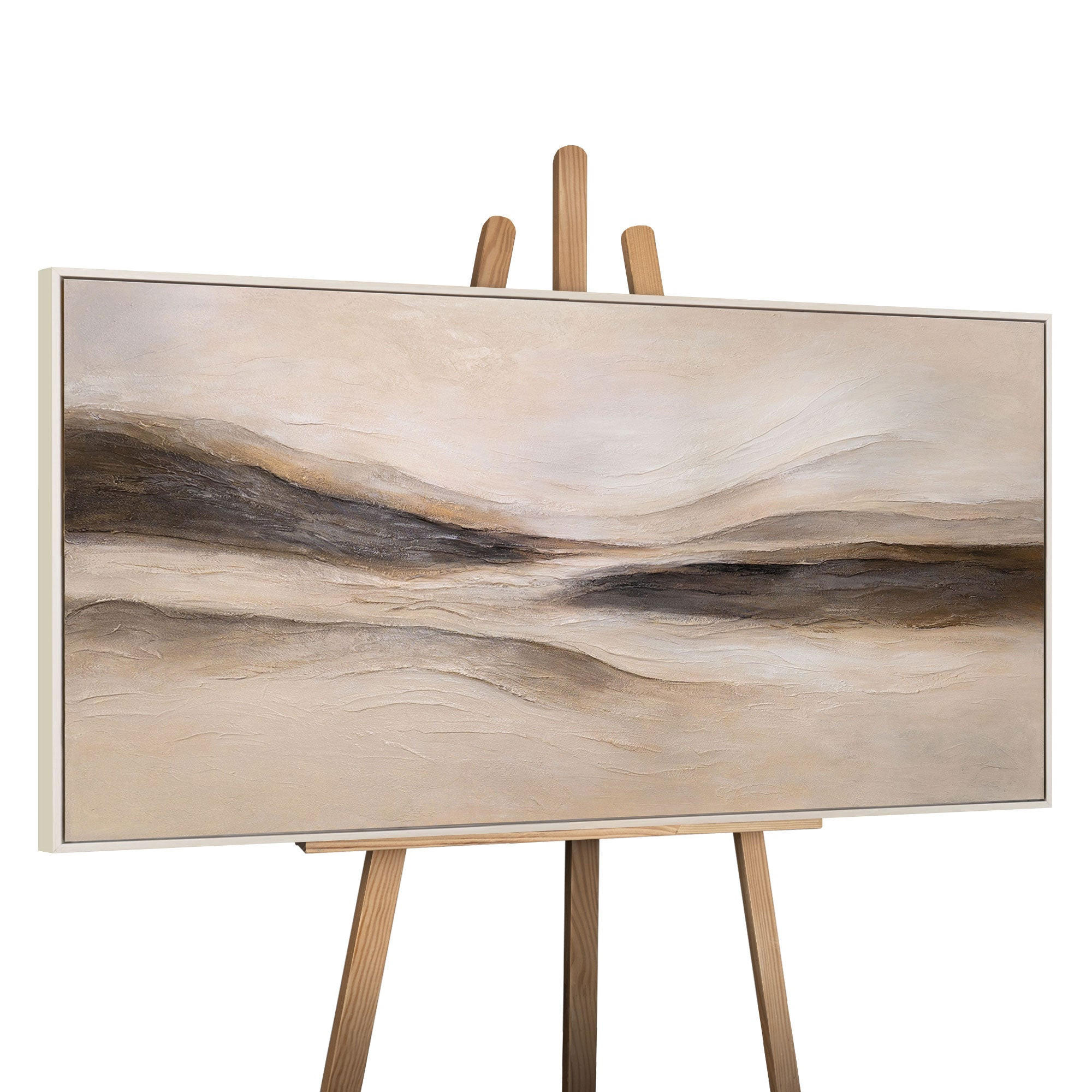 GEMÄLDE Spuren des Windes Schattenfugenrahmen Beige 160x80 cm - Beige, Holz (160/80cm) - YS-art gallery