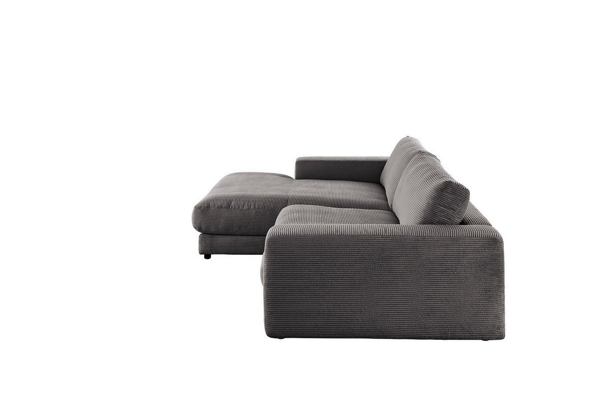 ECKSOFA MADELINE Grau Cord - Schwarz/Grau, Kunststoff/Textil (270/190cm) - KAWOLA