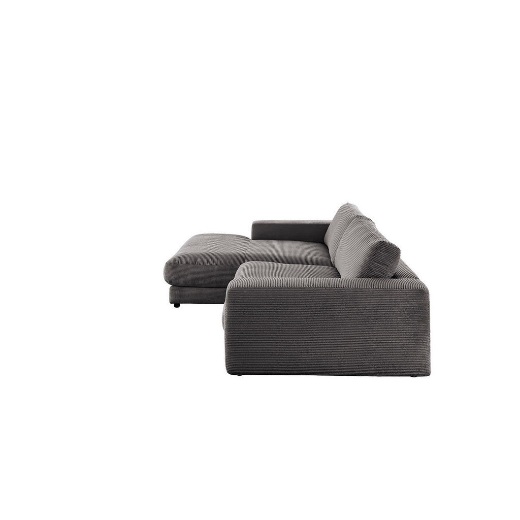 Thumbnail - Kawola Ecksofa, Grau, Schwarz, Textil, Echtholz, 3-Sitzer, Füllung: Komfortschaum, Ottomane links, 270x190 cm, Wohnzimme...