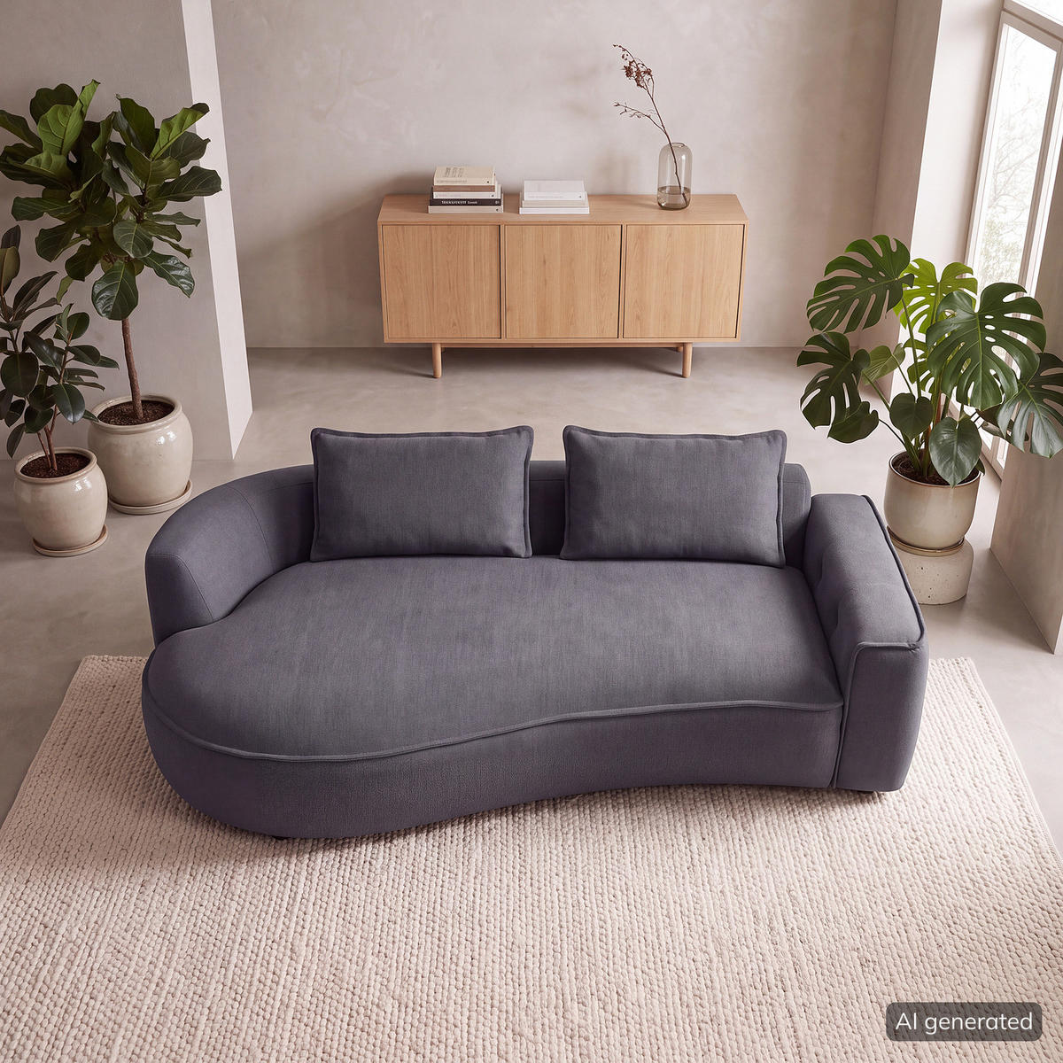 2,5-SITZER SOFA - Schwarz/Grau, Kunststoff/Textil (217/82/146cm) - home24