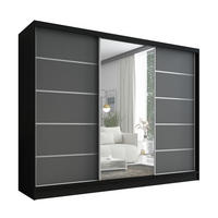 SCHWEBETÜRENSCHRANK 200 cm AURELIA 1 Farbe: Schwarz, Graphit - Schwarz/Graphitfarben, Holzwerkstoff (200/215/60cm) - A&J MöbelLand
