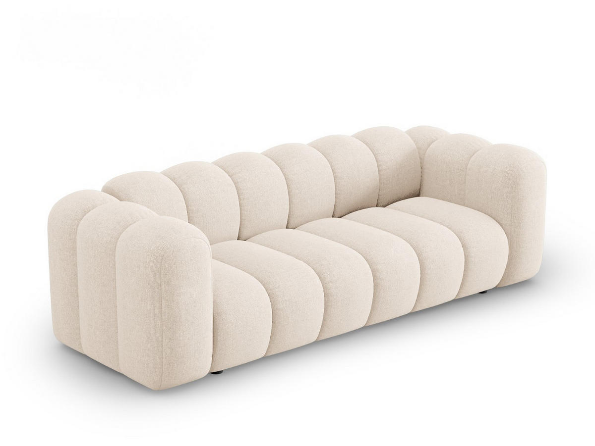 SOFA Lupine aus Chenille-Stoff leichtes beige 3 Sitzplätze - Creme, Textil (95/70/230cm) - Micadoni