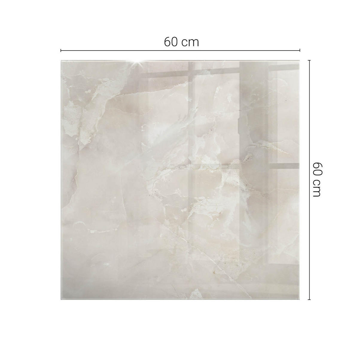 TISCHPLATTE 60x60 cm Marmorstruktur Muster - Creme, Glas (60/60/0.4cm) - TULUP
