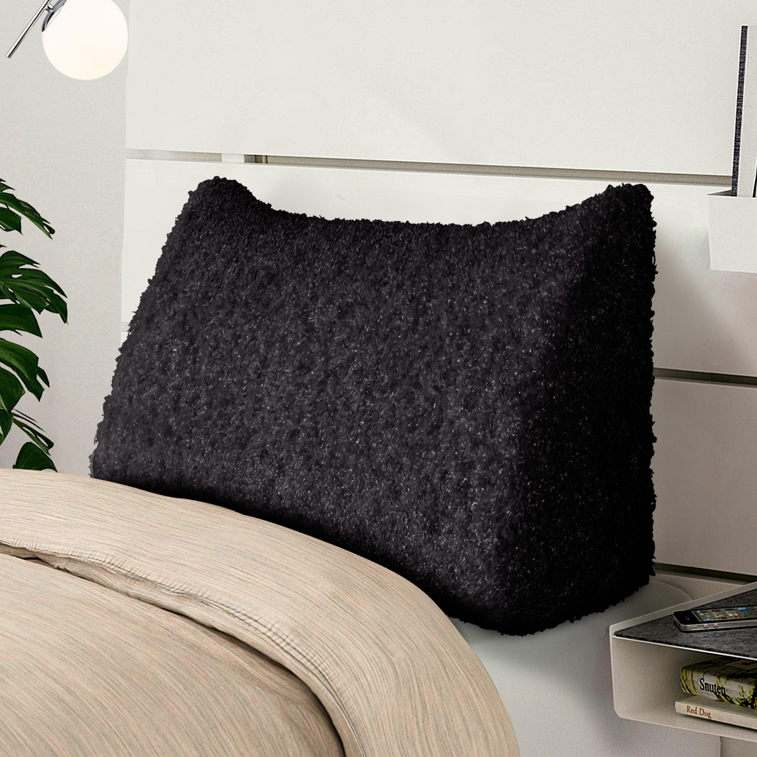RÜCKENKISSEN Plüsch Schwarz 60 cm - Schwarz, Textil (50/60cm) - Vercart