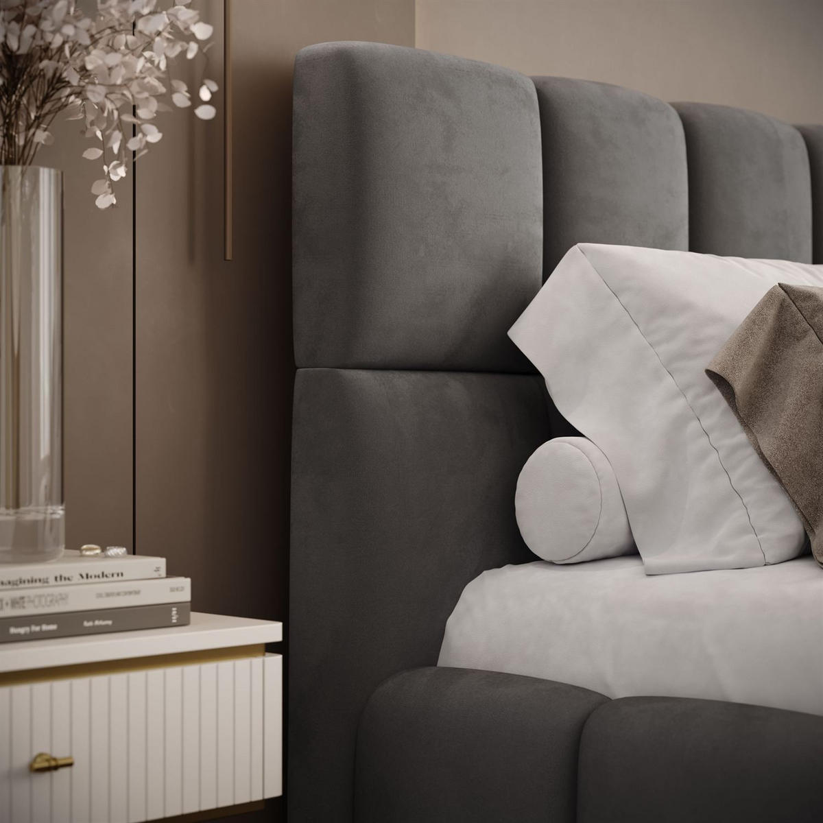 POLSTERBETT VENEZIA mit Bettkasten 180x200, Royal Velvet 250 - Grau, Textil (180/200cm) - Lookway