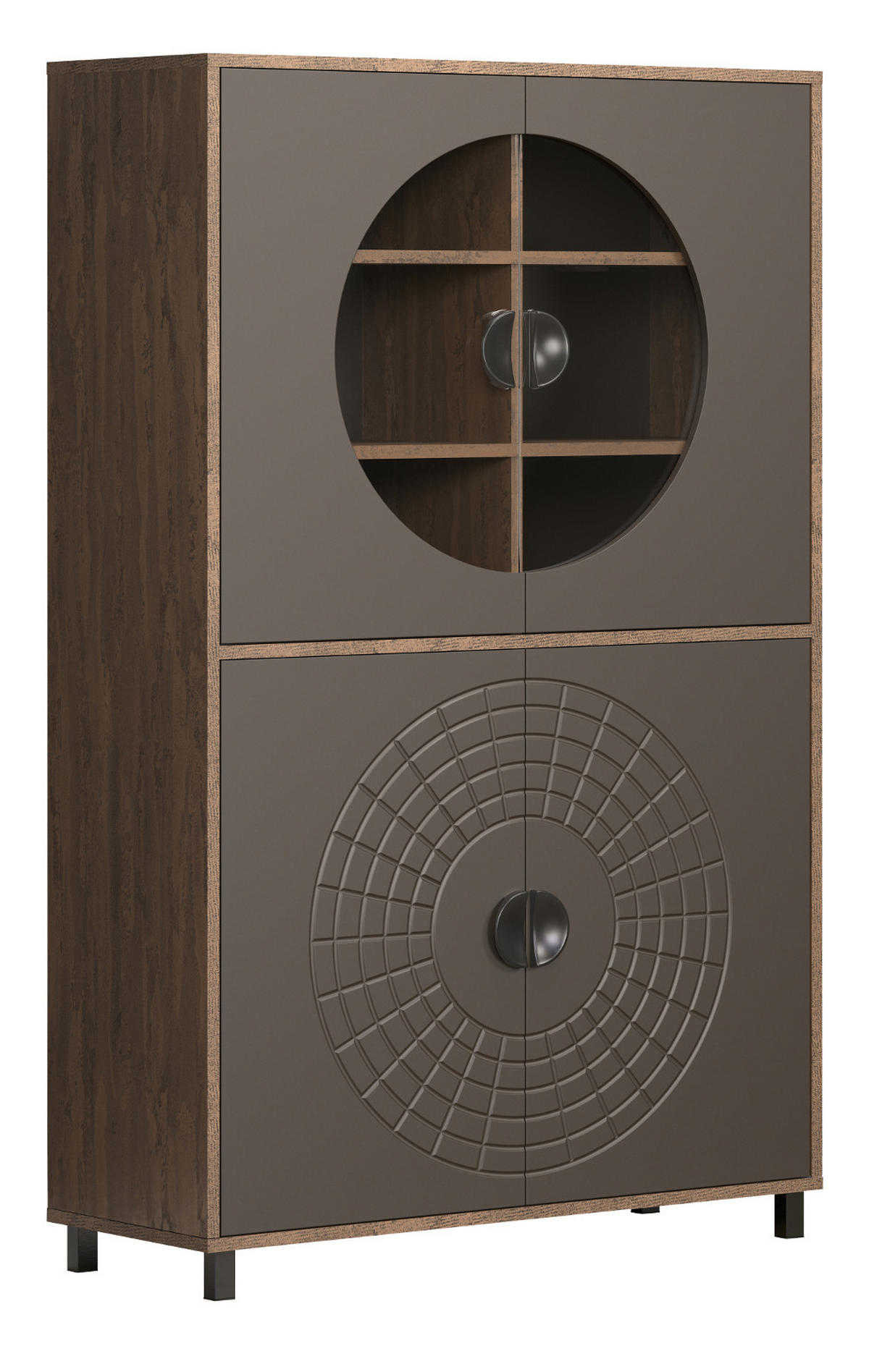 VITRINE Bronze und Rostoptik 97 x 163 cm, Highboard mit Soft-Close - Rostfarben/Schwarz, Glas/Holzwerkstoff (97/163/42cm) - Top.Furn