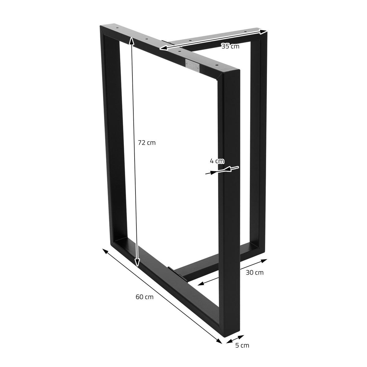 TISCHBEINE 2er Set T-Form 60x72 cm Schwarz - Schwarz, Metall (35/72/60cm) - ML-DESIGN