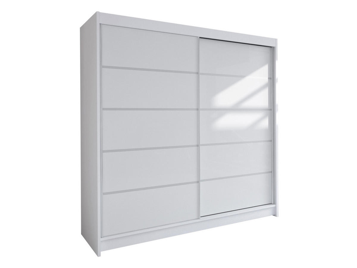 SCHWEBETÜRENSCHRANK Talin IV - Silberfarben/Weiß, Holzwerkstoff/Metall (180/215/58cm) - MIRJAN24