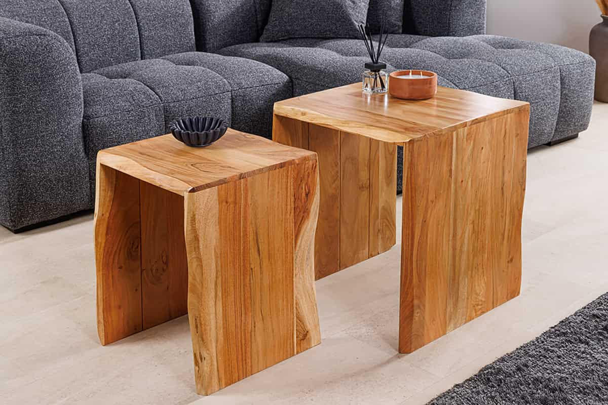 BEISTELLTISCHSET MAMMUT 2-teilig Akazie Braun 55cm - Braun, Holz (50/50/55cm) - riess-ambiente