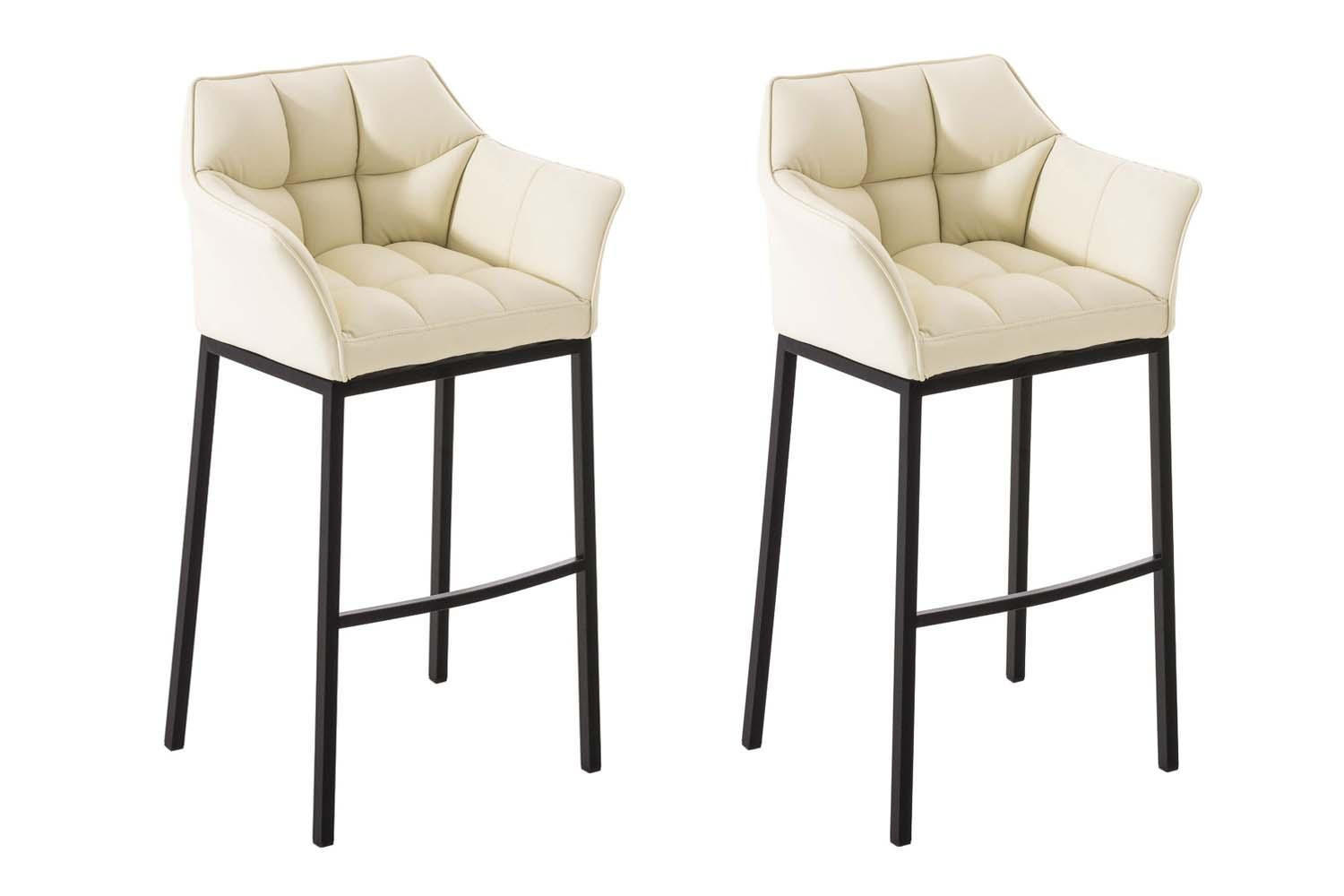 BARHOCKER 2er Set Lederlook Creme - Creme/Schwarz, Textil/Metall (64/110/48cm) - CLP
