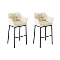 BARHOCKER 2er Set Lederlook Creme - Creme/Schwarz, Textil/Metall (64/110/48cm) - CLP