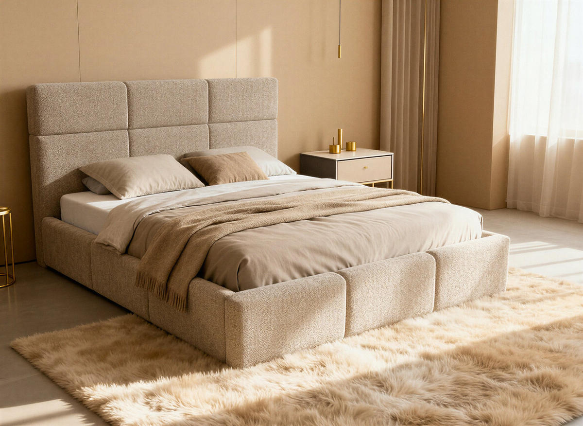 POLSTERBETT Celine - Eichefarben/Creme, Holz/Kunststoff (180/200cm) - Sofnet