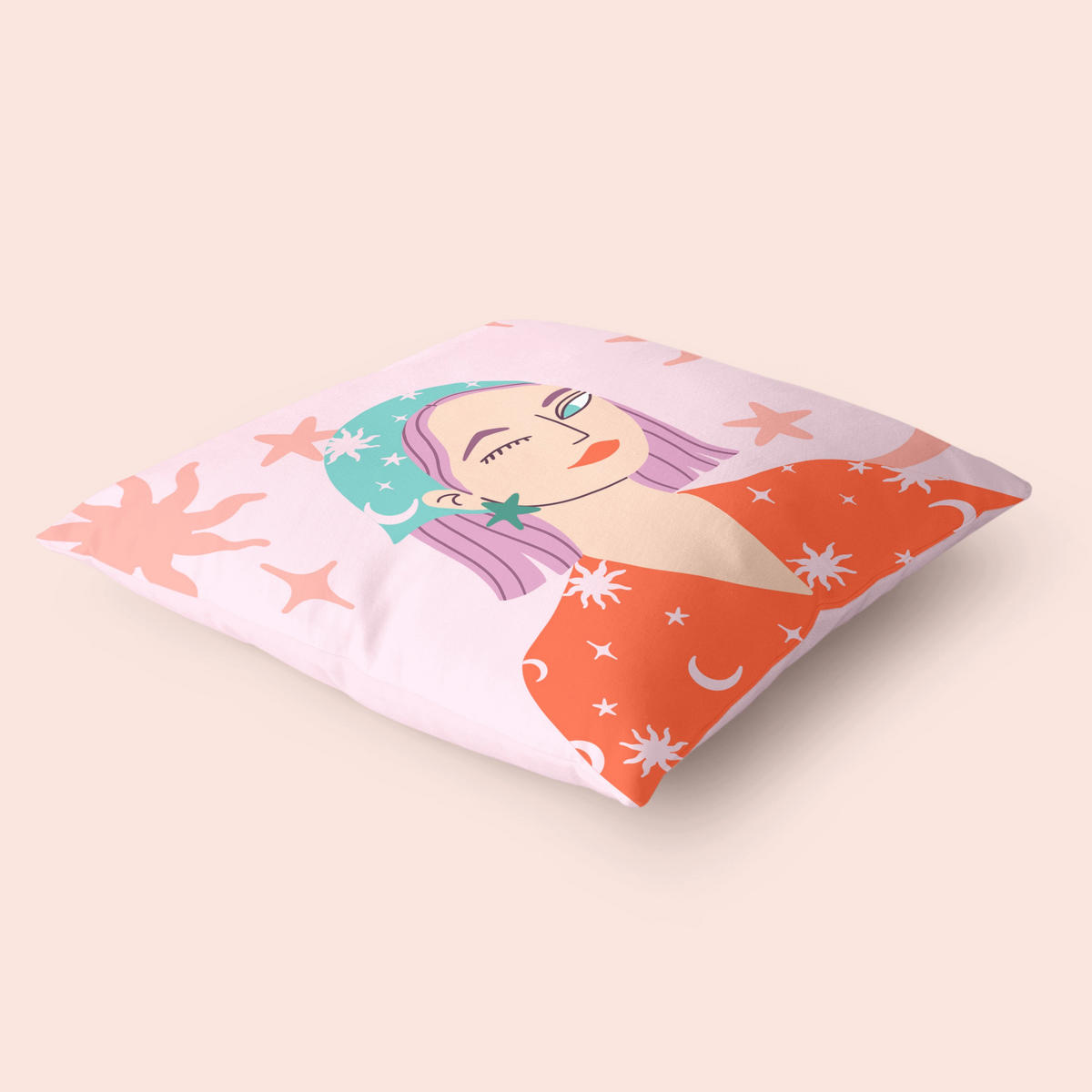 KISSENBEZUG dekorativ wink 50x50 cm (2er pack) mehrfarbig - Multicolor, Textil (50/50cm) - Happy Friday