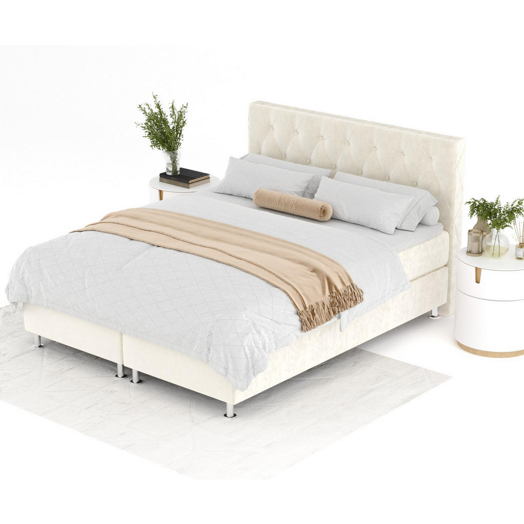 Thumbnail - Maison de Reve Boxspringbett, Creme, Textil, Buche, Kiefer, H3, Höhe ca. 21 cm, 180x200 cm, Oeko-Tex® Standard 100, FSC ...