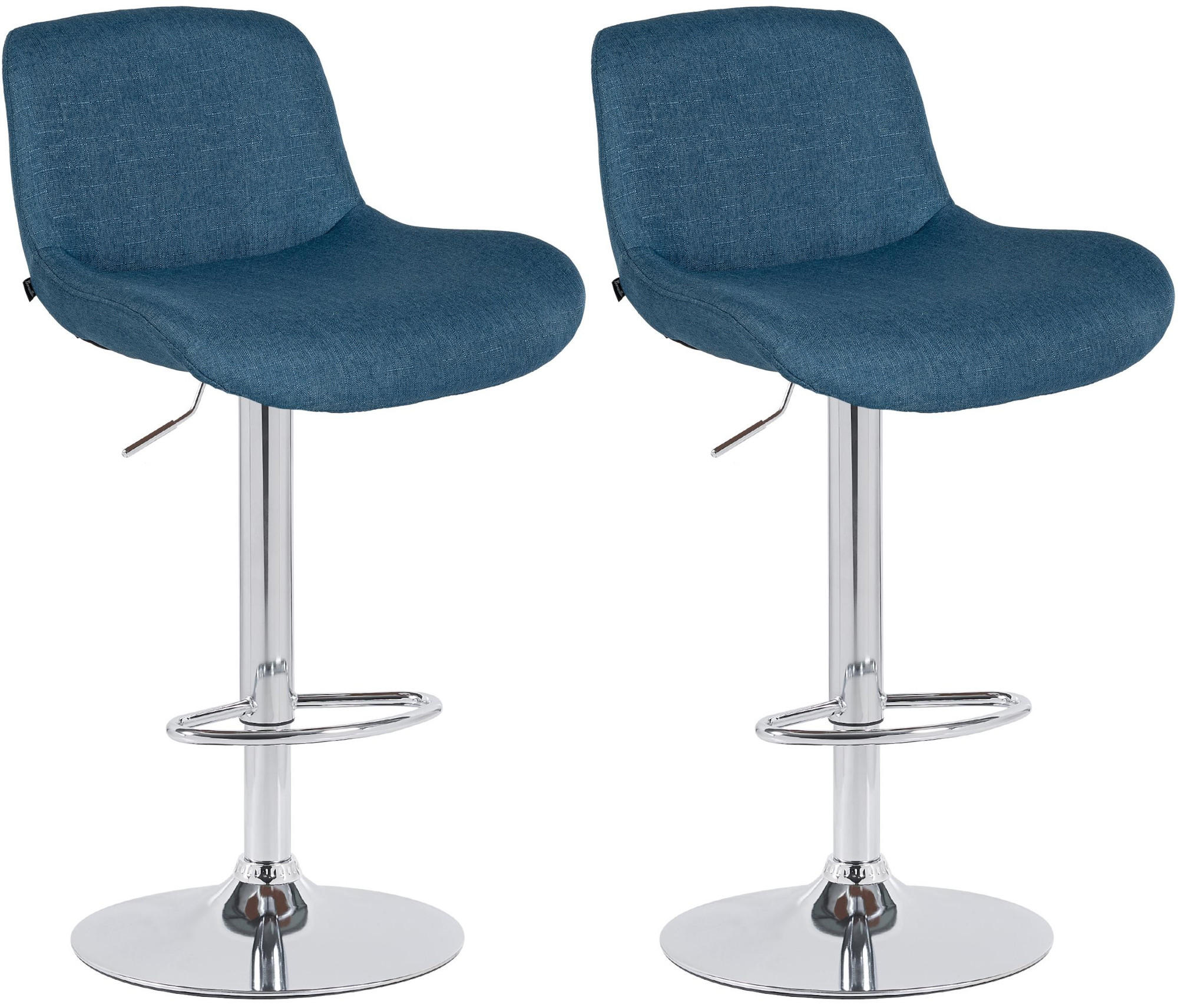 BARHOCKER 2er Set Stoff Blau - Chromfarben/Blau, Textil/Metall (50/85/50cm) - CLP