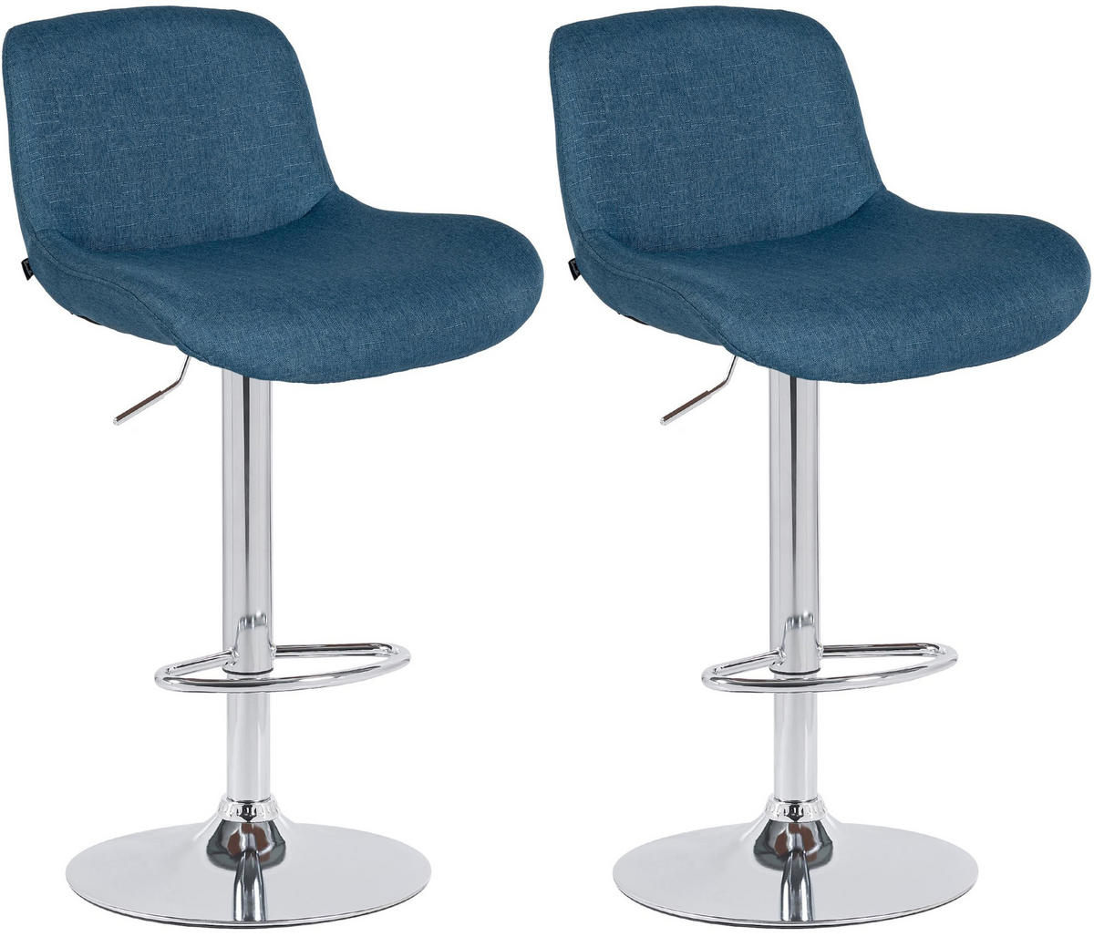 BARHOCKER 2er Set Stoff Blau - Chromfarben/Blau, Textil/Metall (50/85/50cm) - CLP