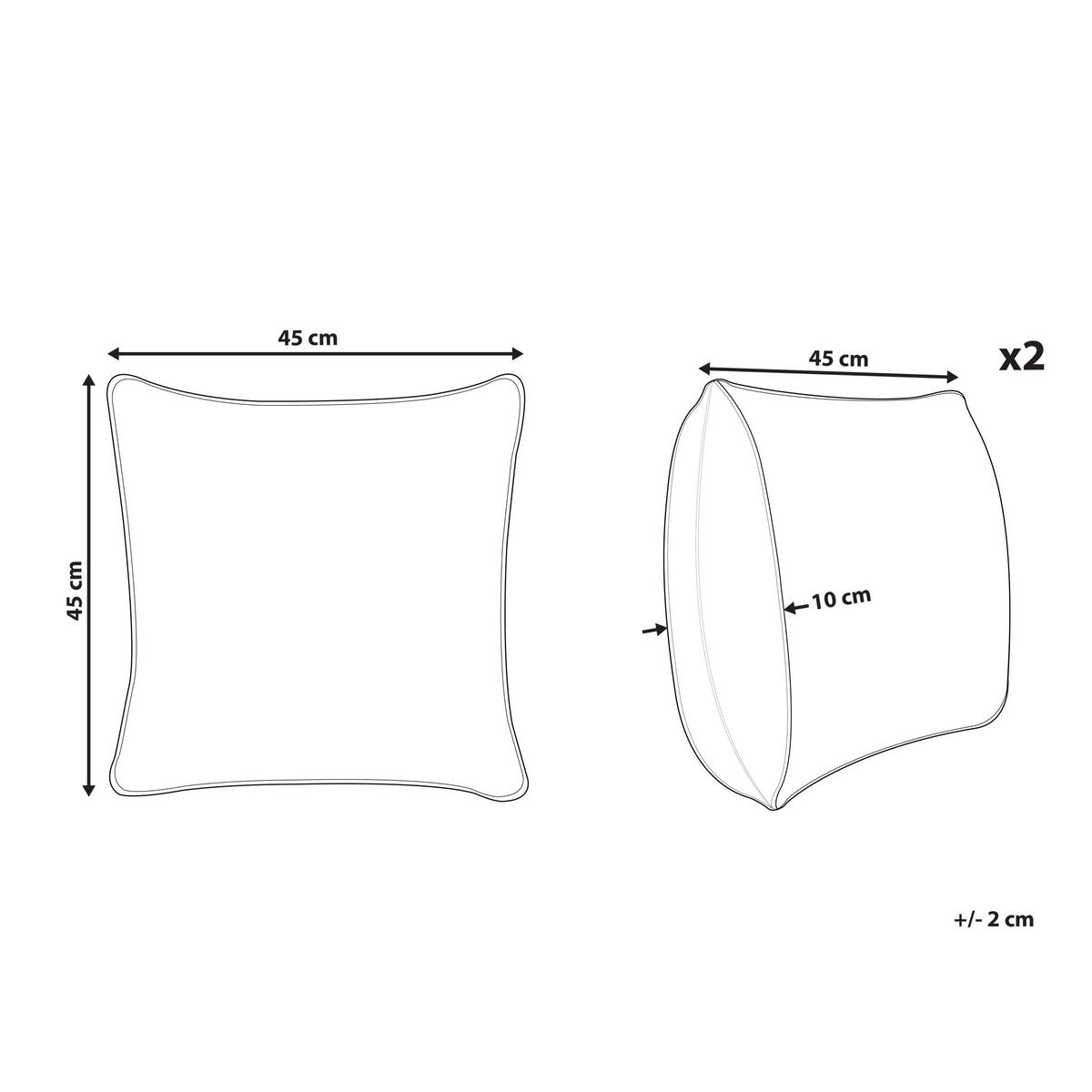DEKOKISSEN 2er-Set Weiß 45/45 cm Wallflower - Multicolor/Weiß, Naturmaterialien (45/45cm) - Beliani