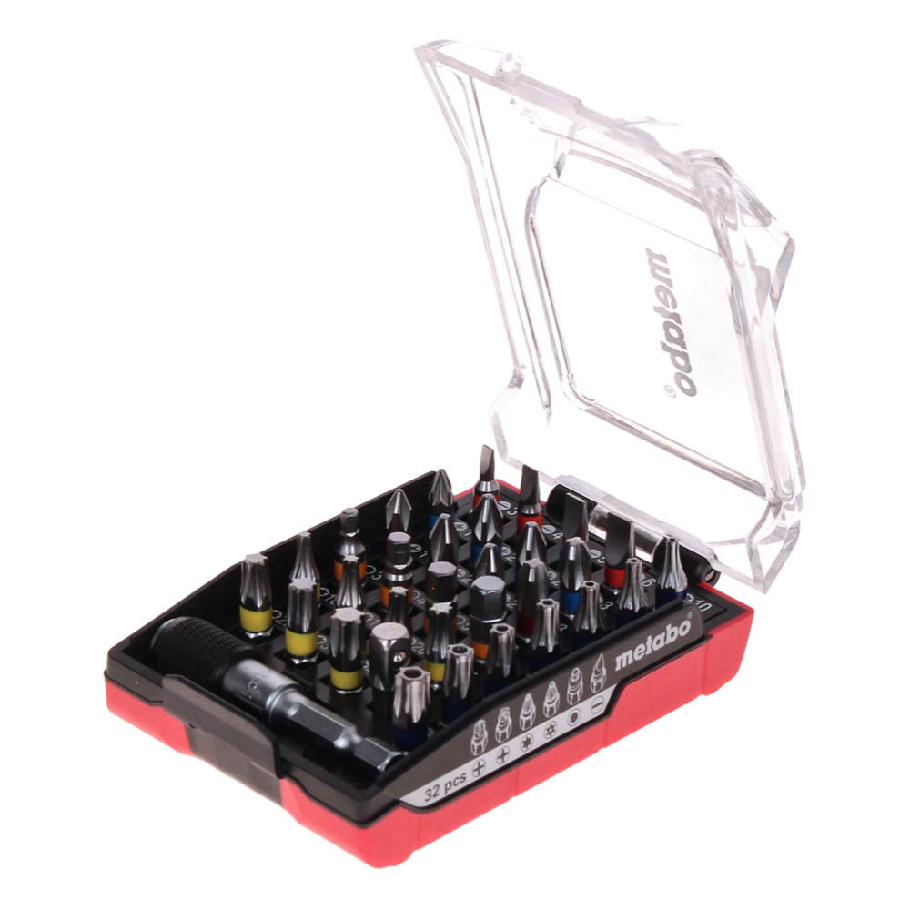 METABO Bit Set 32 teilig im Akku Format ( 626696000 ) Schlitz / Phillips / Pozidriv / Torx / Inbus - Multicolor, Kunststoff (11/72/4cm) - Metabo