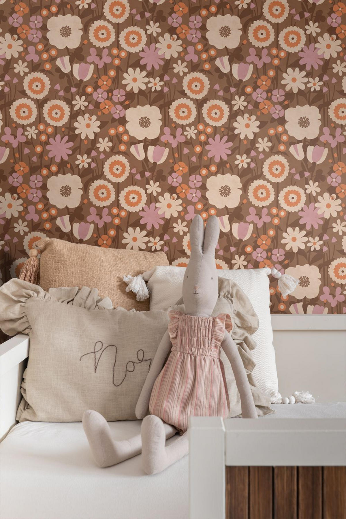 TAPETE Retro Blumen 50 x 900 cm - Braun, Papier (50/0.1cm) - ESTAhome