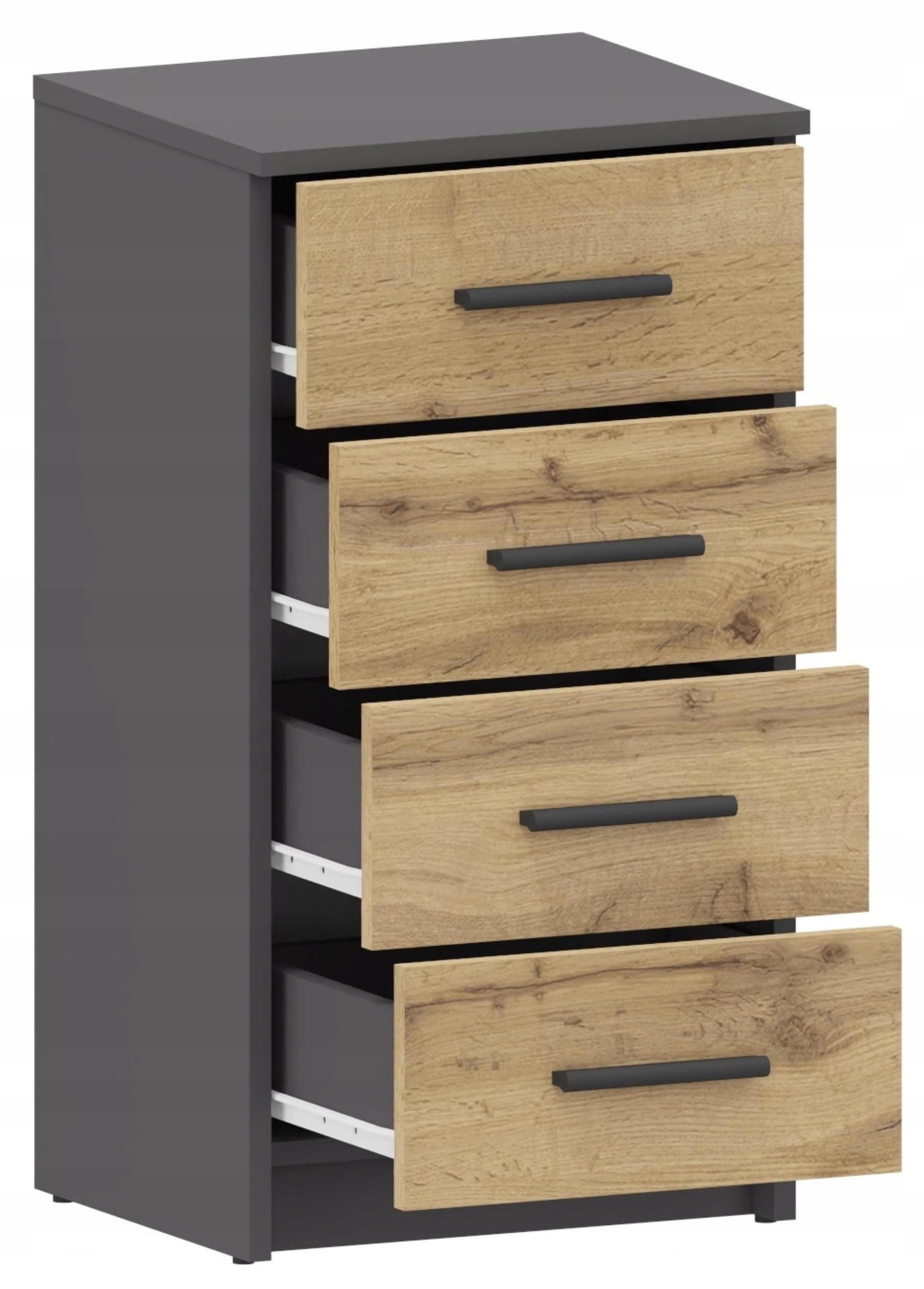 KOMMODE Bodo 4S Anthrazit-Wotan Eiche 40/35/75 cm - Anthrazit/Eiche Wotan, Holzwerkstoff (40/75/35cm) - Matkam Möbel
