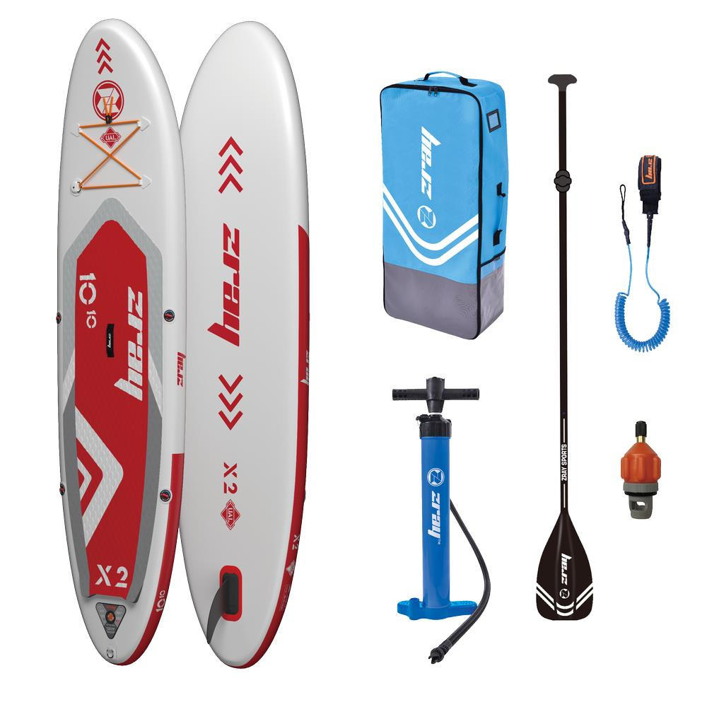 STAND-UP-PADDLE-BOARD X2 SUP Komplettset rot 330 x 81 x 13 cm mit viel Zubehör - Rot, Kunststoff (330/81/15cm) - Zray