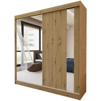 SCHWEBETÜRENSCHRANK Gaja 200/216/61 eiche Artisan mit Spiegel und Schubladeneinsätze - Eiche Artisan, Holzwerkstoff (200/216/61cm) - Beautysofa