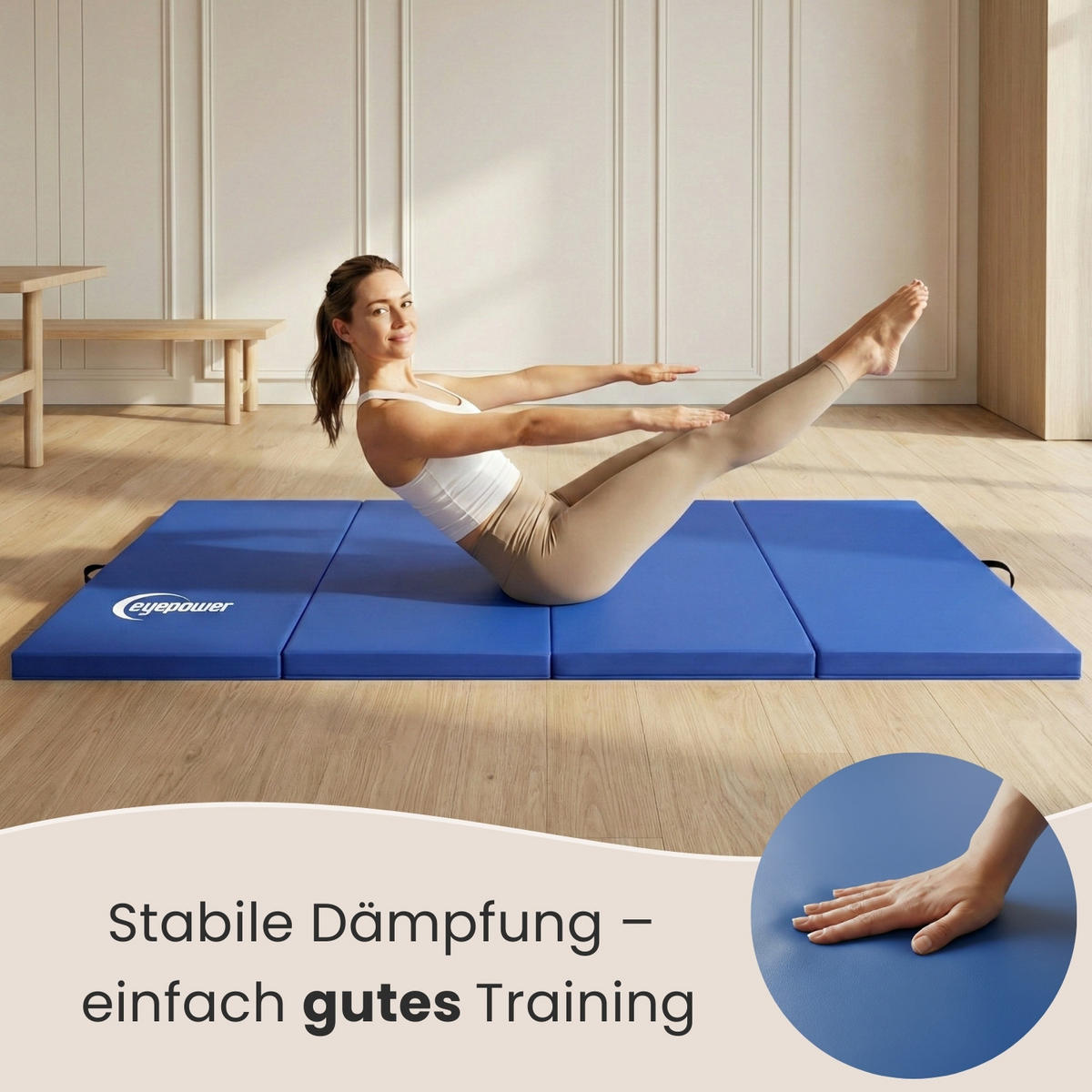 GYMNASTIKMATTE zum Wenden - 180/60/5 cm Faltbare Turnmatte - Blau, Kunststoff (60/180cm) - eyepower