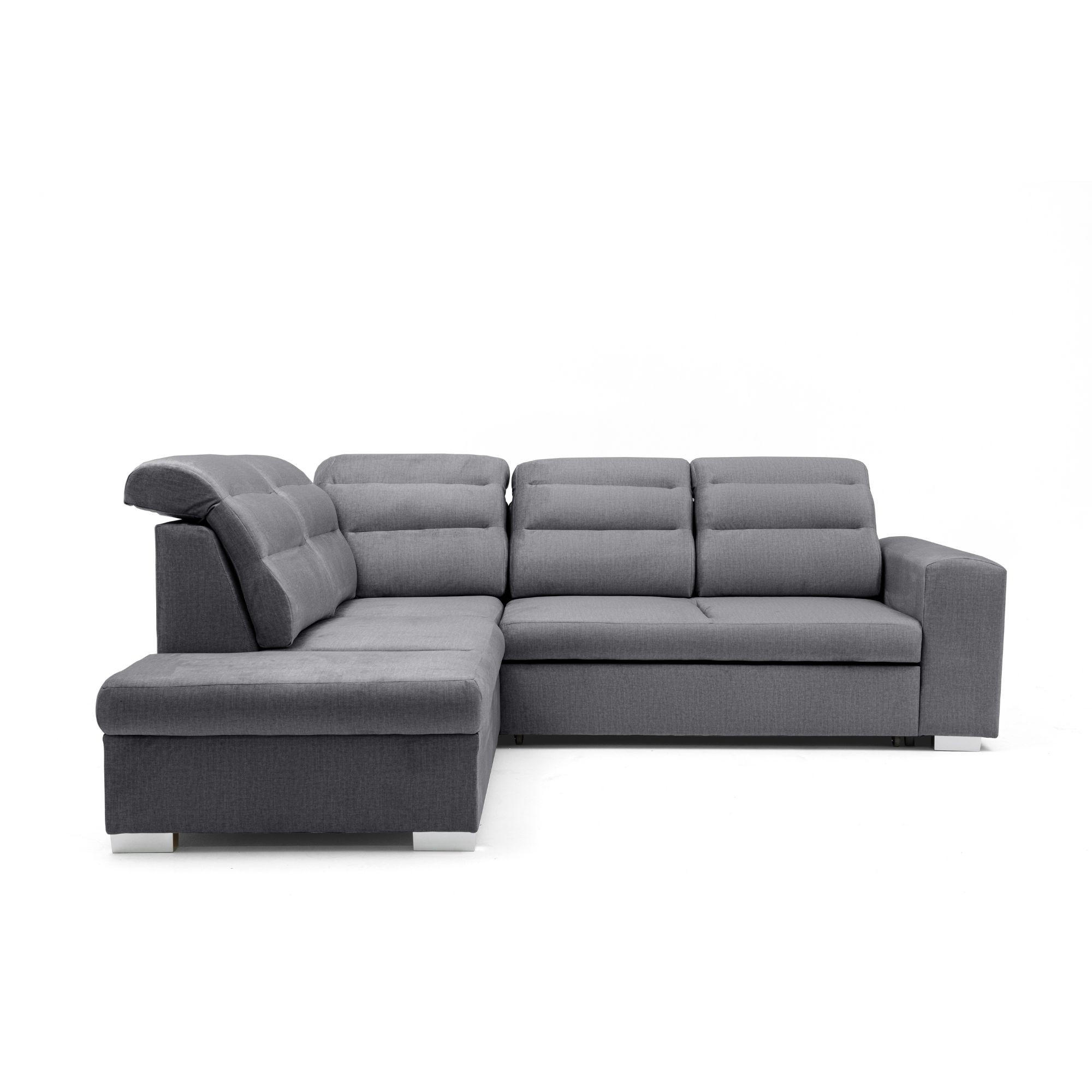 ECKSOFA CLOUD L Links mit Schlaffunktion 120x190 Velours Dunkelgrau - Chromfarben/Dunkelgrau, Holz/Kunststoff (202/260cm) - Muffo