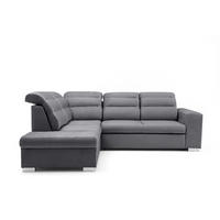 ECKSOFA CLOUD L Links mit Schlaffunktion 120x190 Velours Dunkelgrau - Chromfarben/Dunkelgrau, Holz/Kunststoff (202/260cm) - Muffo