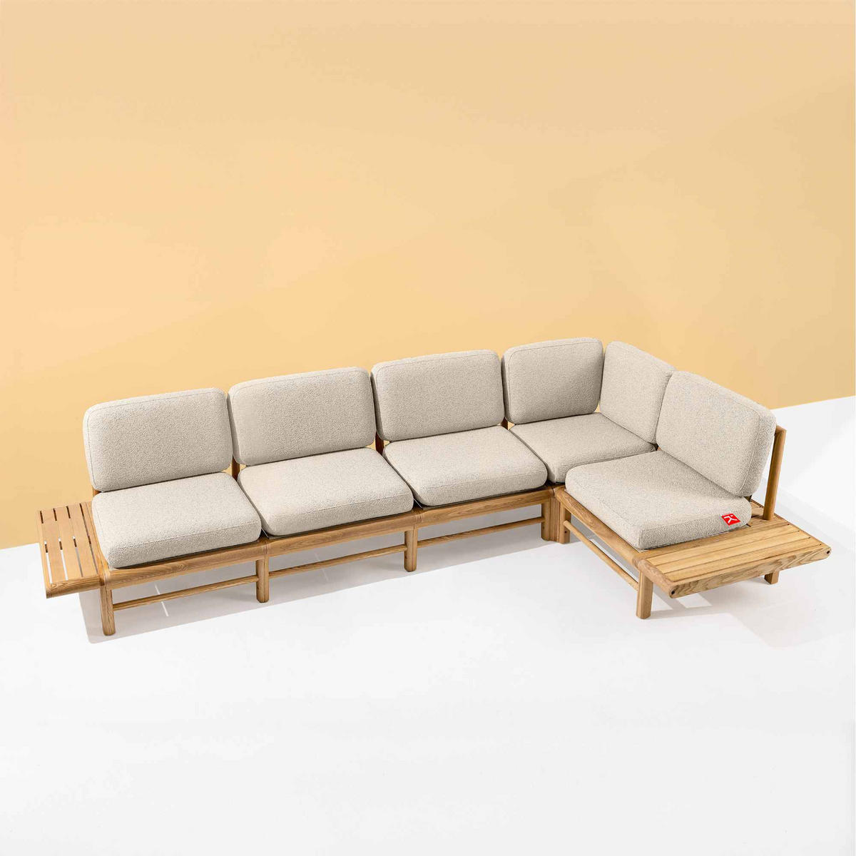 LOUNGESOFA ATREDA rechts - Creme, Holz/Textil (315/80/175cm) - KONSIMO®