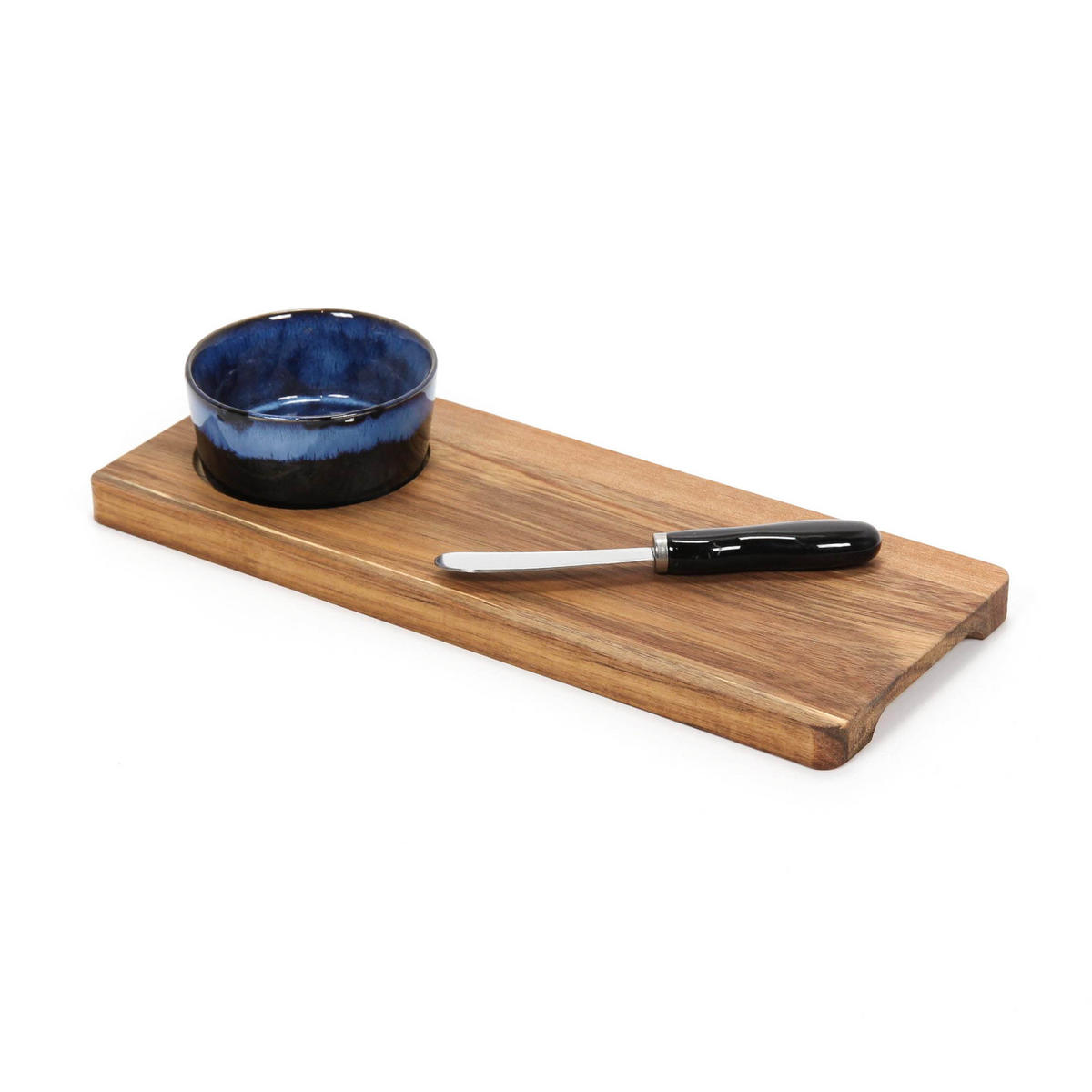 SERVIERBRETT für Snacks Blau 30/12/1,2 cm - Braun, Holz (12/1.2/30cm) - Excellent Houseware